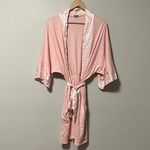 Pj Harlow Shala made in USA Elegant Pink Satin Trim Robe M/L